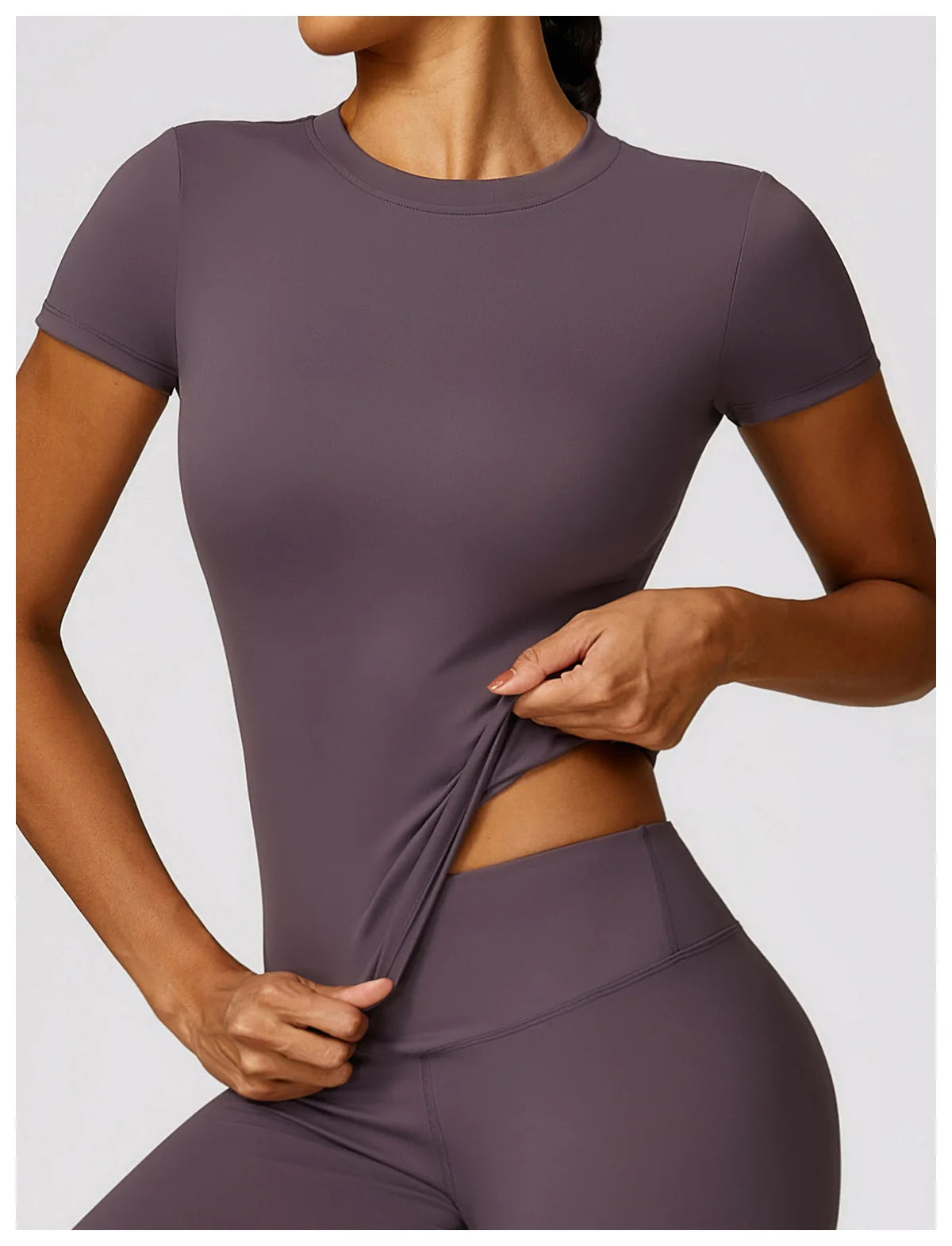 Women Yoga Set Pink Short Sleeve