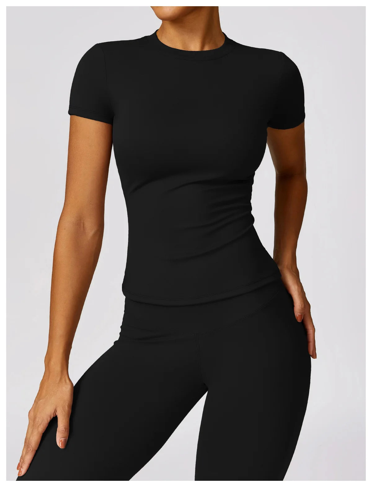 Women Yoga Set Pink Short Sleeve