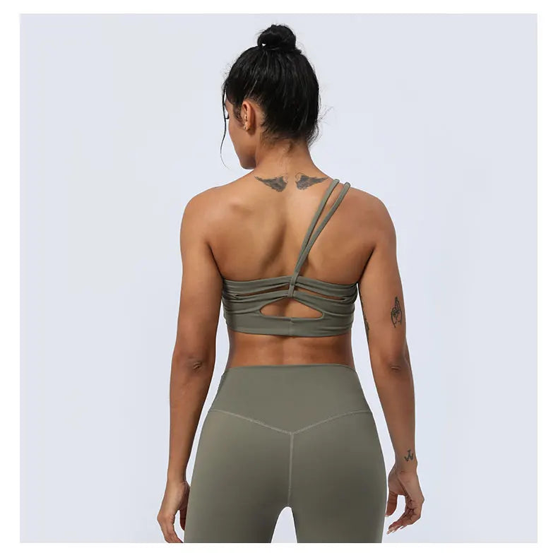 Women Sports Bra One Shoulder