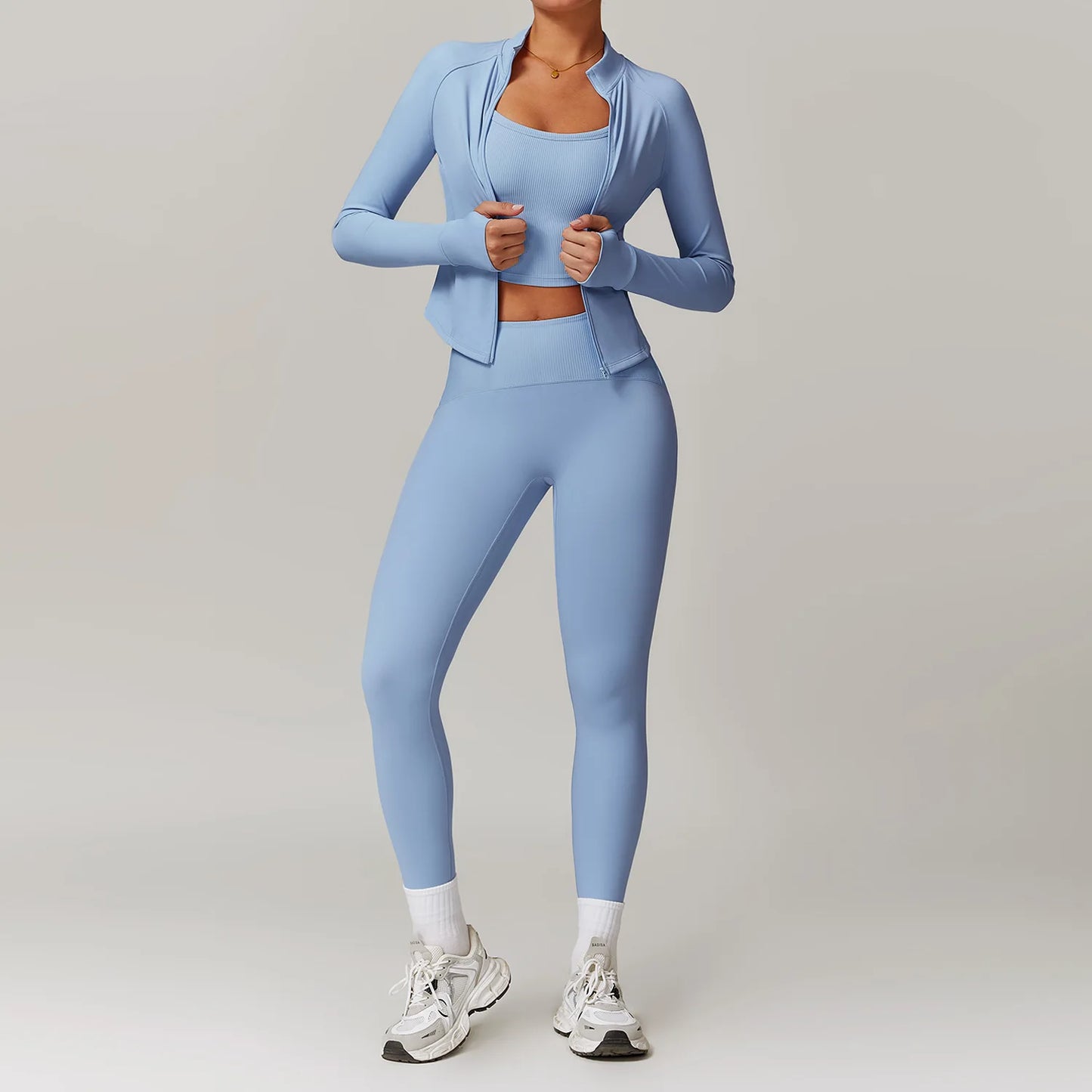 Women Yoga Set Jacket Bra Leggings