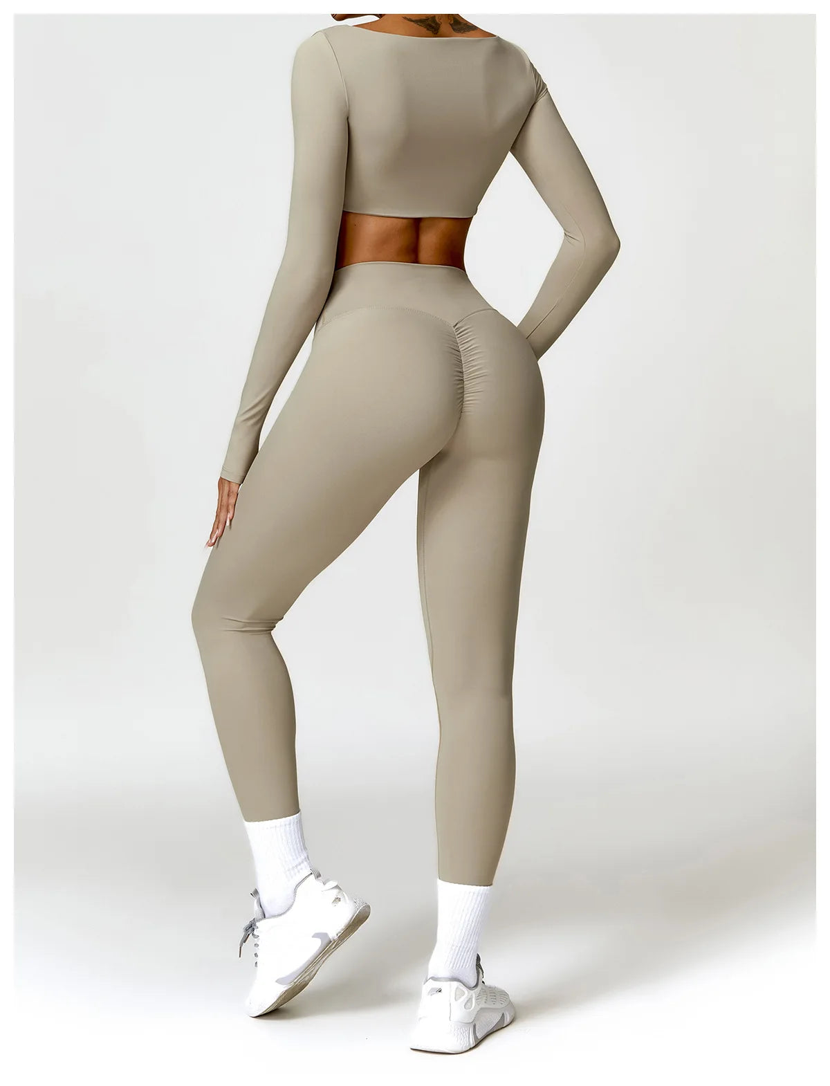 Women Yoga Set Long Sleeve Bra Leggings