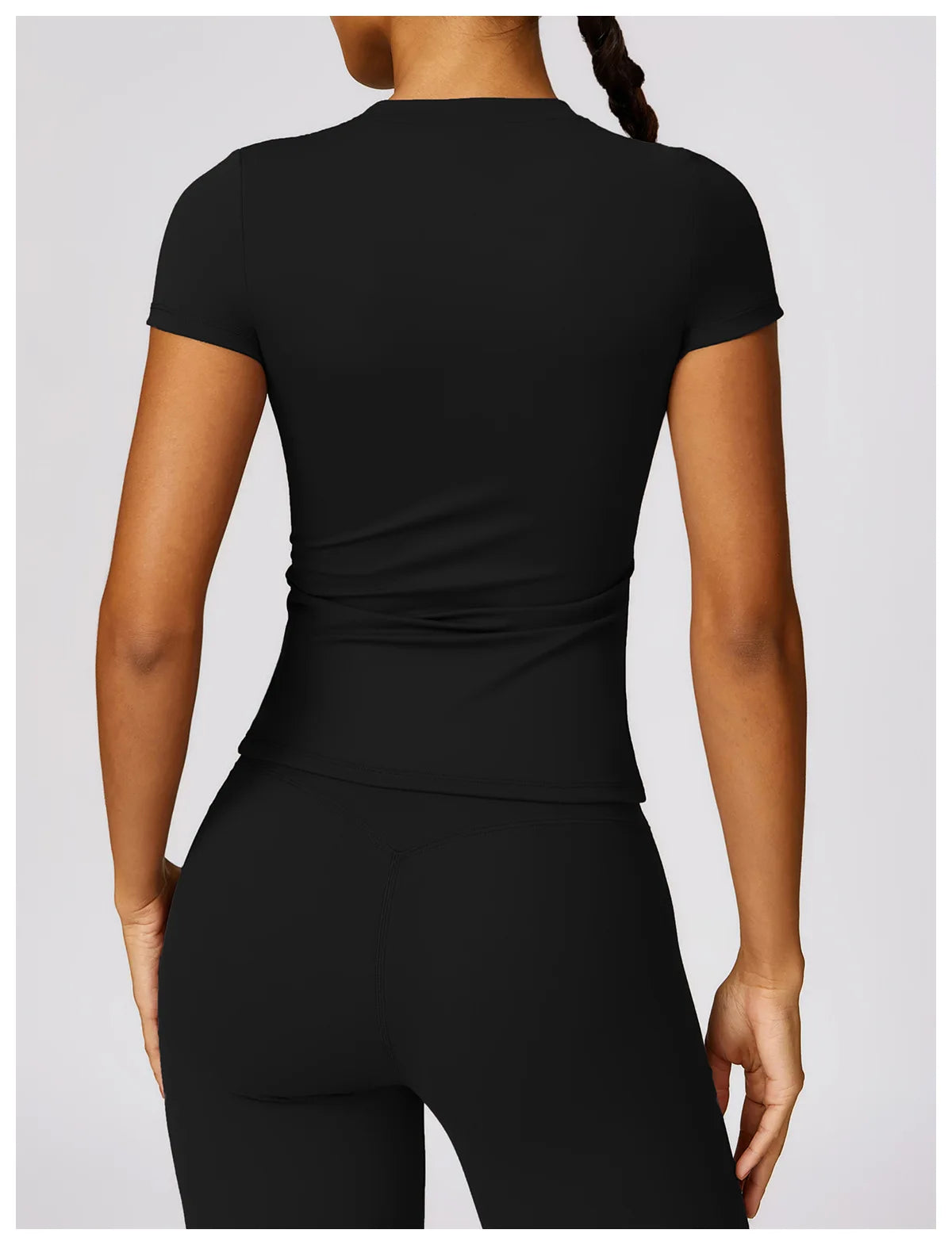 Women Yoga Set Pink Short Sleeve