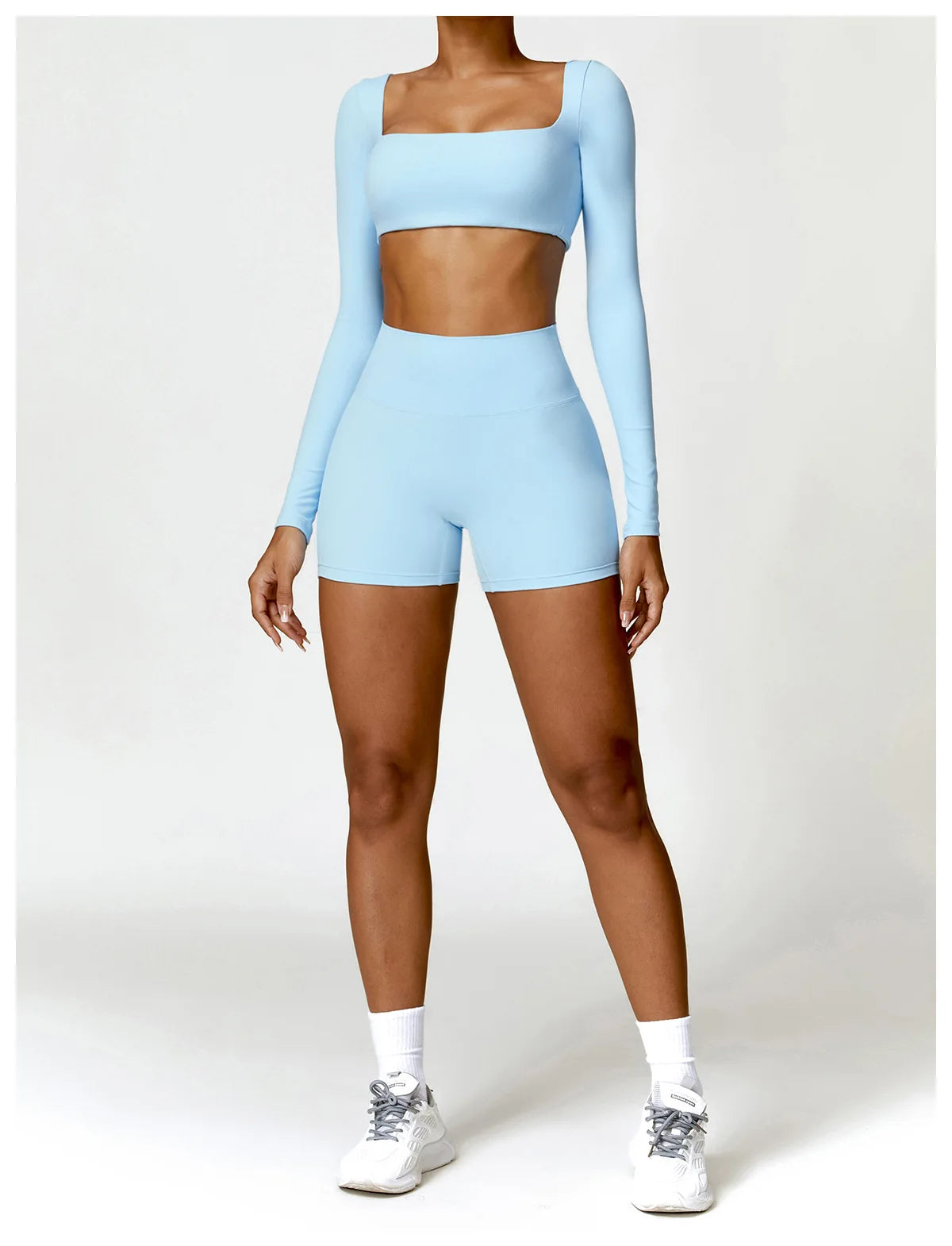 Women Yoga Set Long Sleeve Bra Leggings