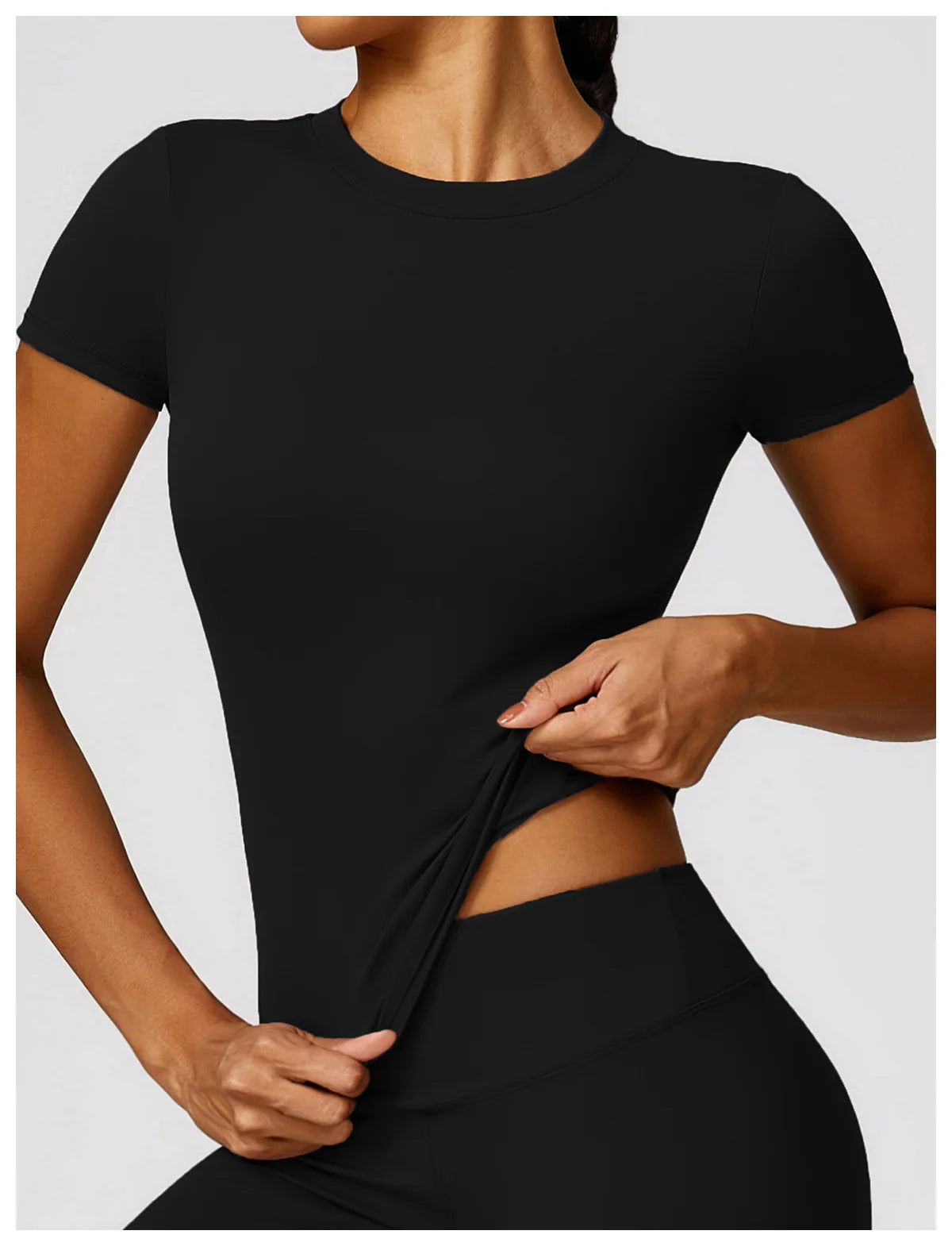 Women Yoga Set Pink Short Sleeve