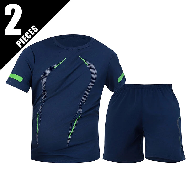 Men Sports Set Mesh Shirt Shorts