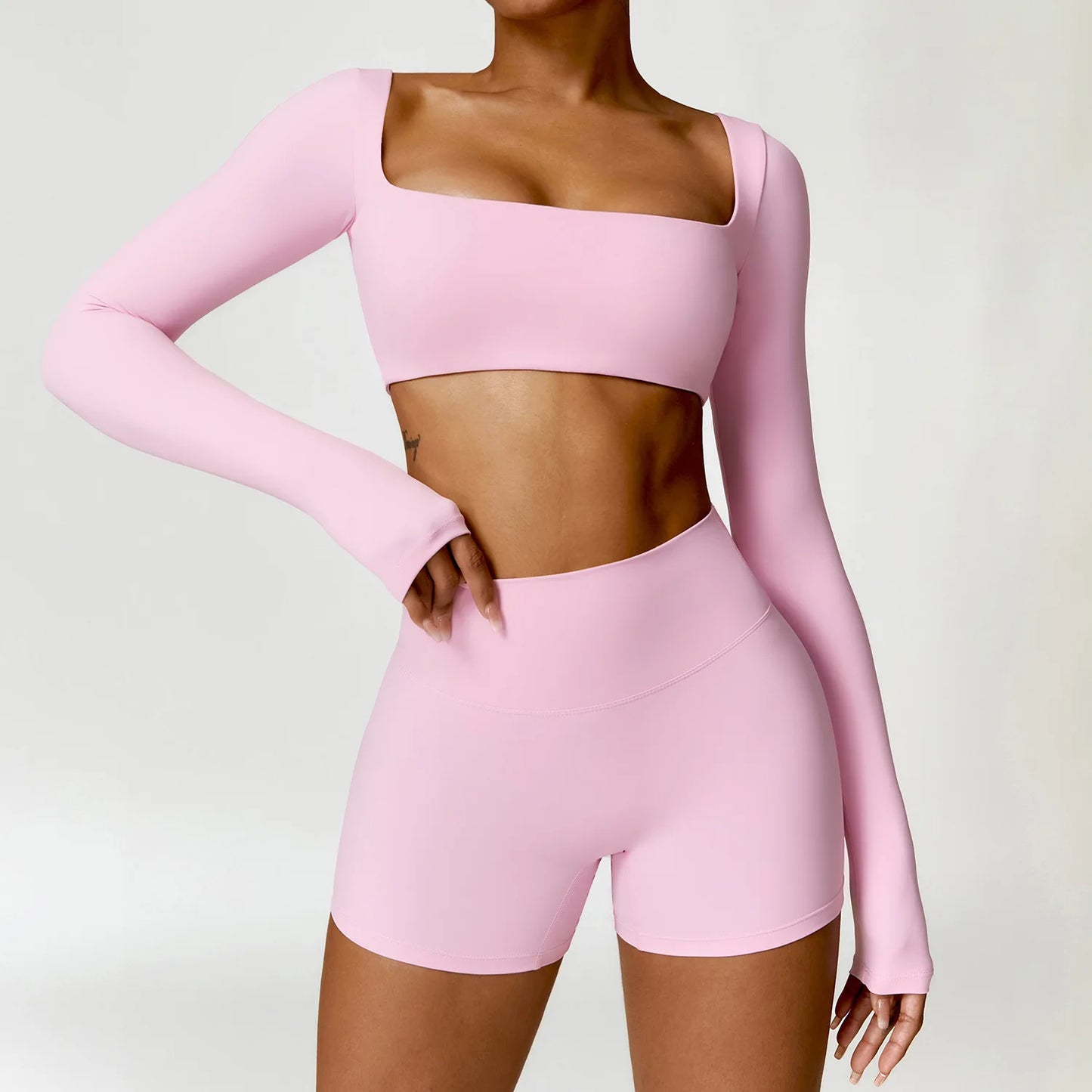 Women Yoga Set Long Sleeve Bra Leggings