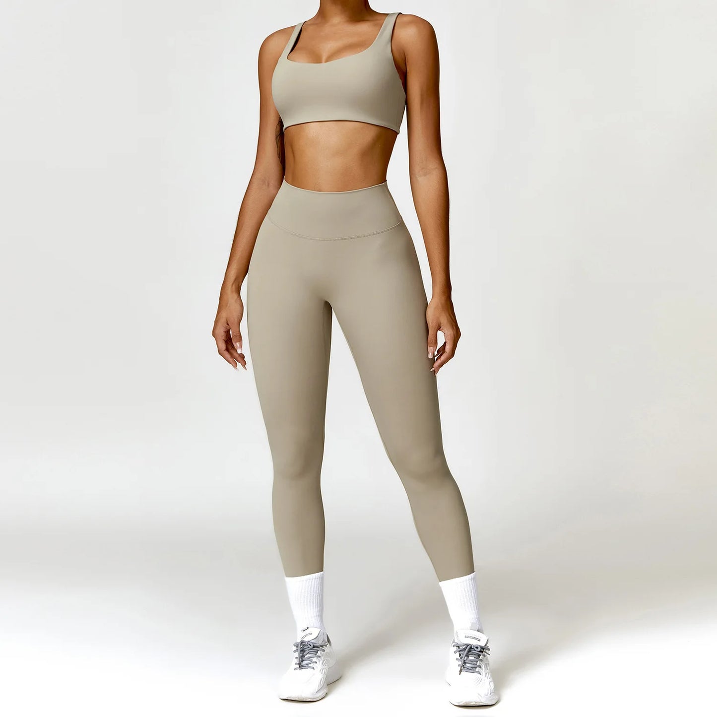 Women Yoga Set Long Sleeve Bra Leggings
