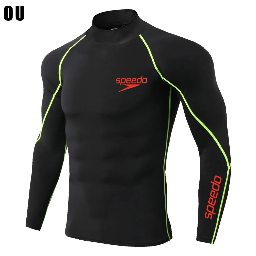 Men Swimming Tights Rash Guard Set