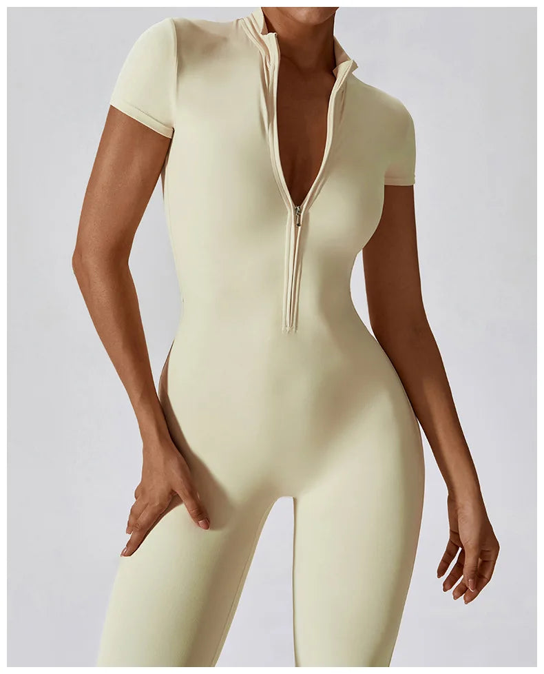 Women Jumpsuit Zipper Yoga Suit