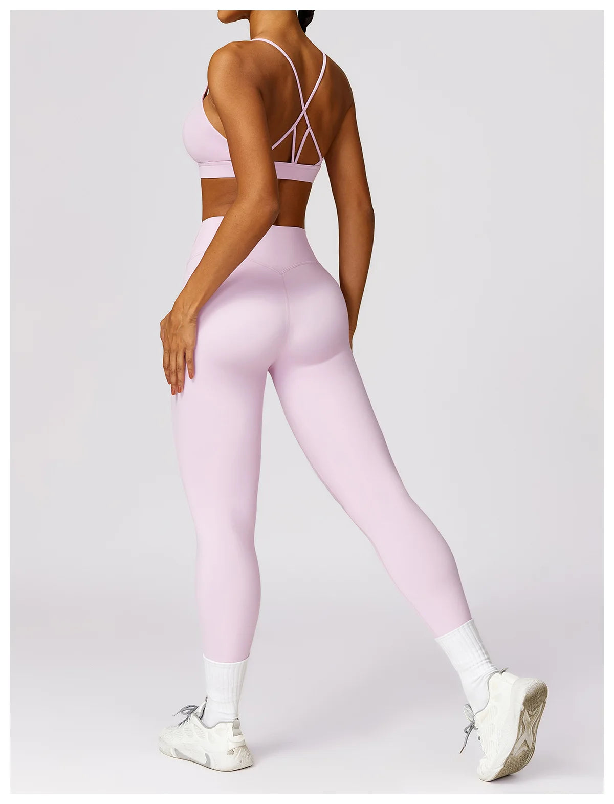 Women Yoga Set Pink Short Sleeve