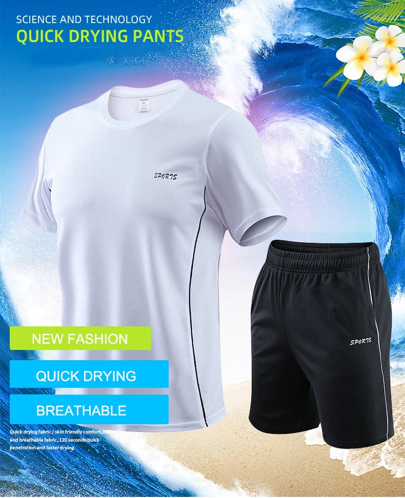 Men Sports Set Shirt Shorts Summer