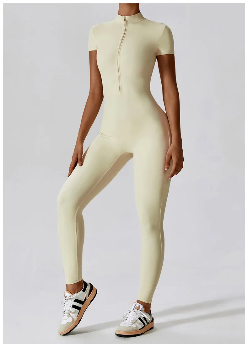 Women Jumpsuit Zipper Yoga Suit