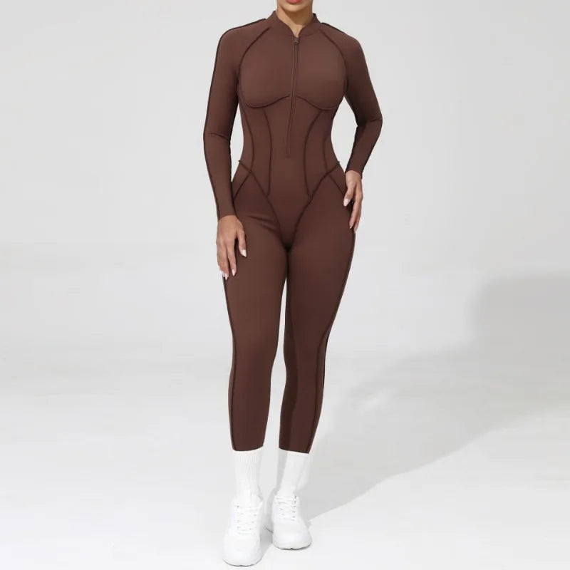 Women Jumpsuit Peach Hip Zipper