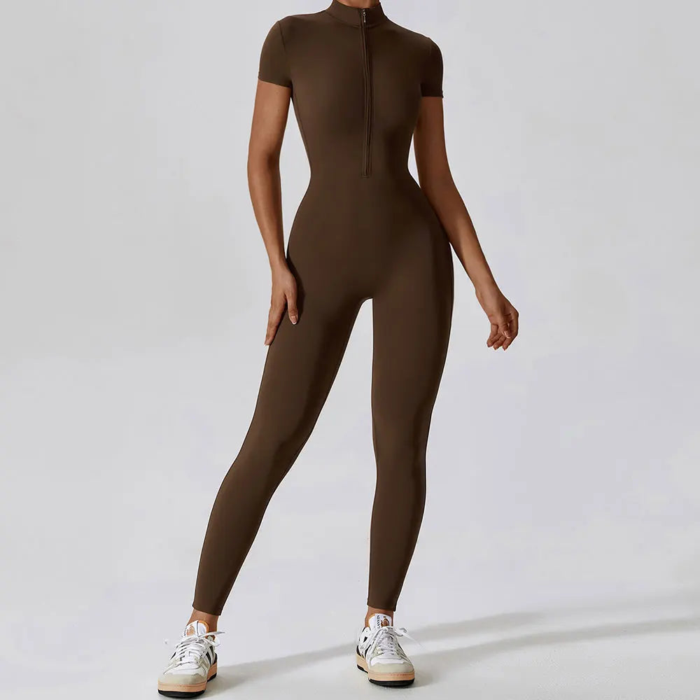 Women Jumpsuit Zipper Yoga Suit