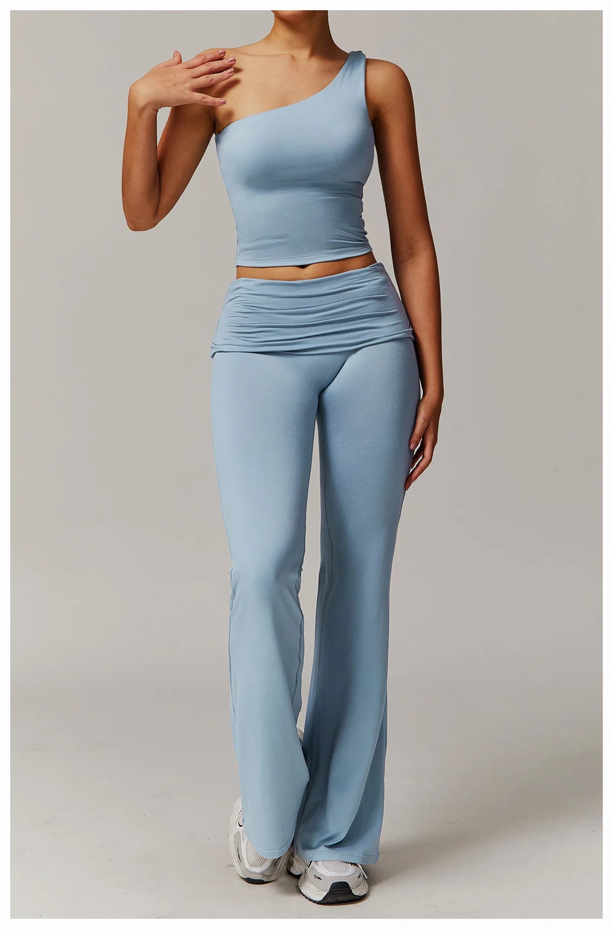 Women Yoga Set Long Sleeve Bell Pants