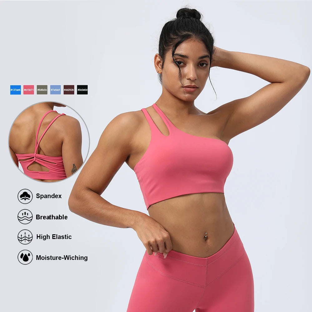Women Sports Bra One Shoulder