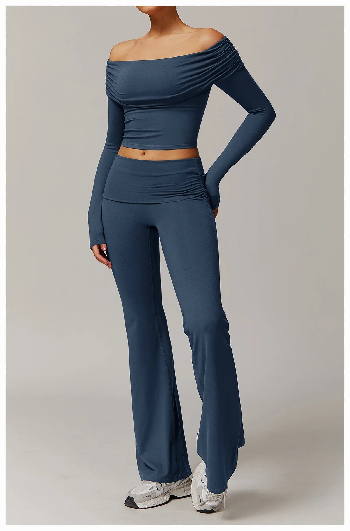 Women Yoga Set Long Sleeve Bell Pants