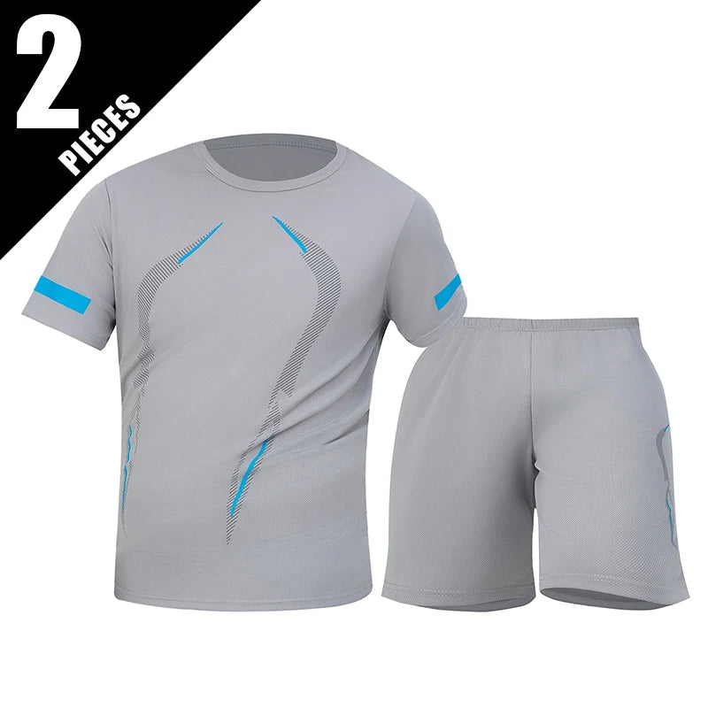 Men Sports Set Mesh Shirt Shorts