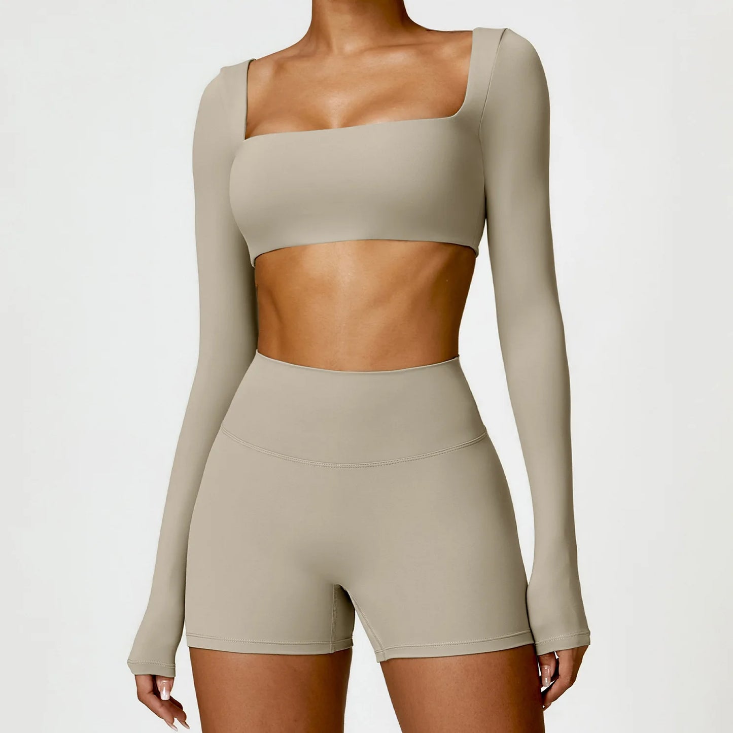 Women Yoga Set Long Sleeve Bra Leggings