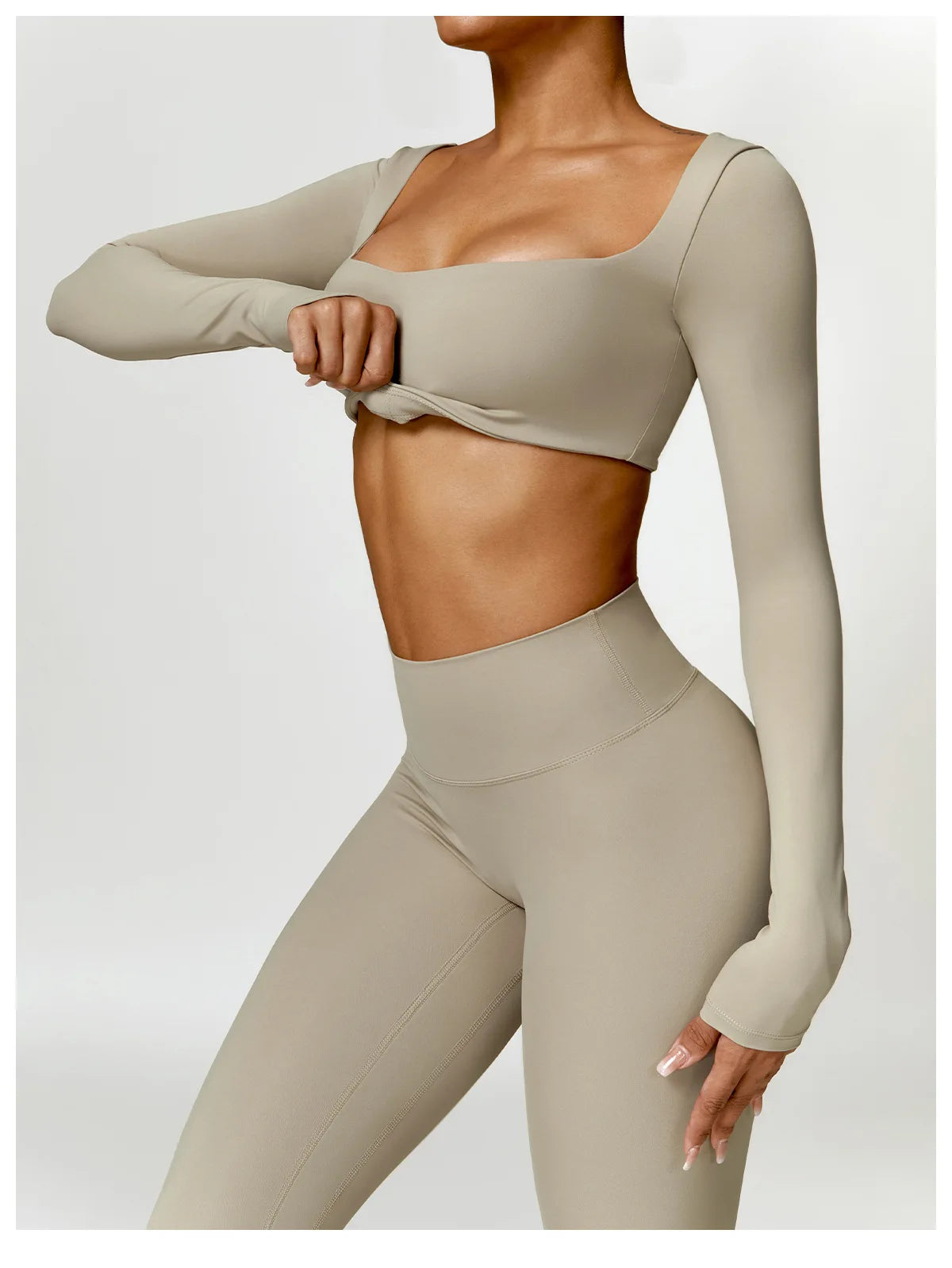 Women Yoga Set Long Sleeve Bra Leggings