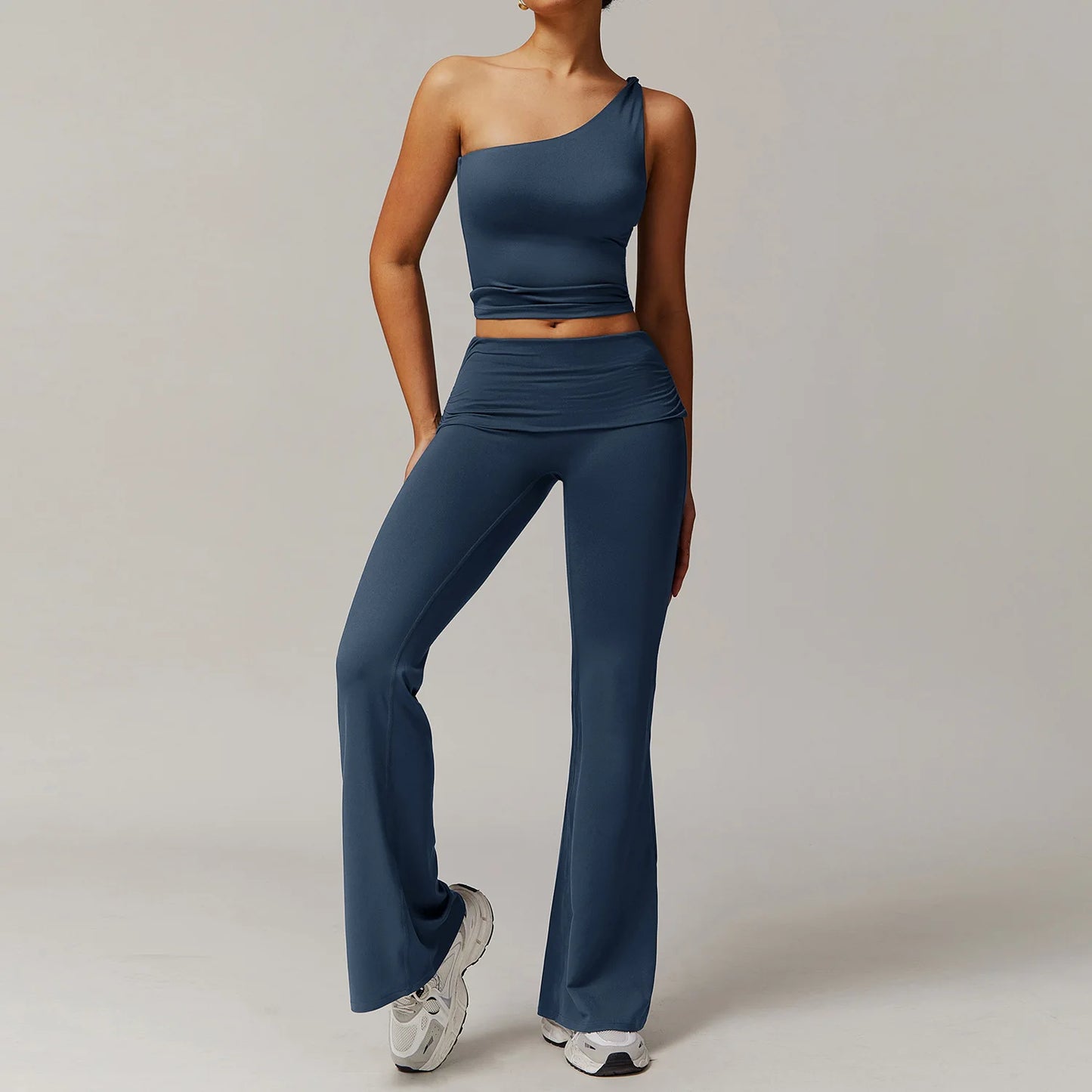 Women Yoga Set Long Sleeve Bell Pants