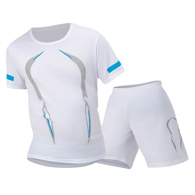 Men Sports Set Mesh Shirt Shorts