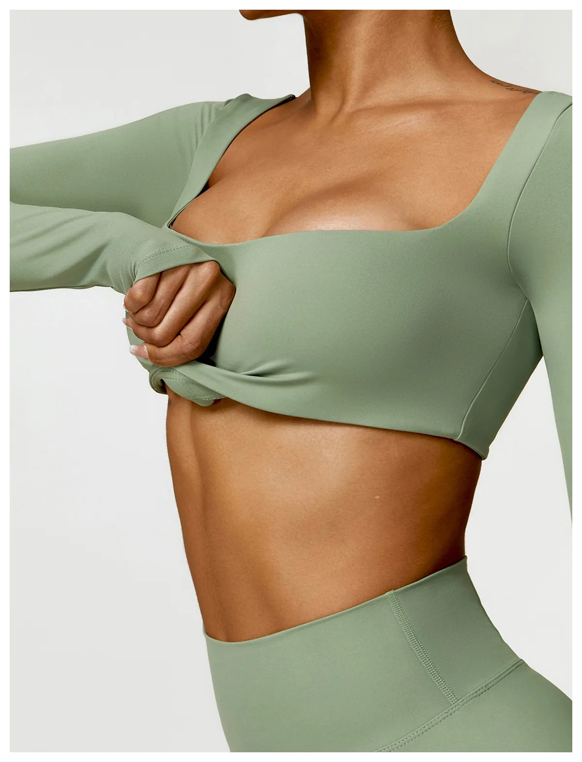 Women Yoga Set Long Sleeve Bra Leggings