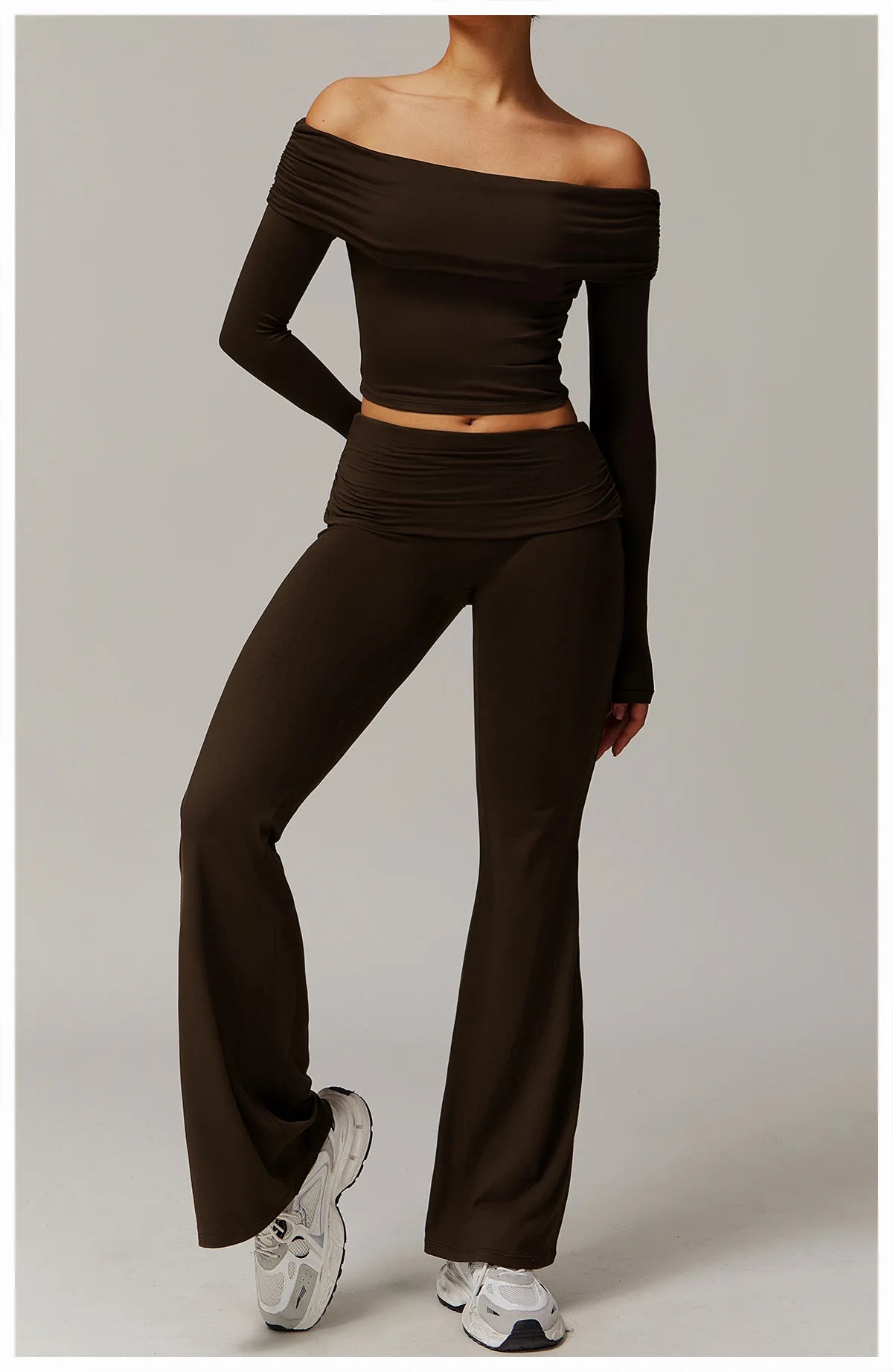 Women Yoga Set Long Sleeve Bell Pants