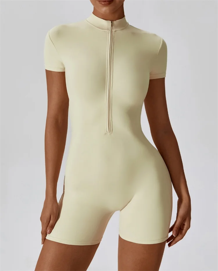 Women Jumpsuit Half Zip Tight Fit