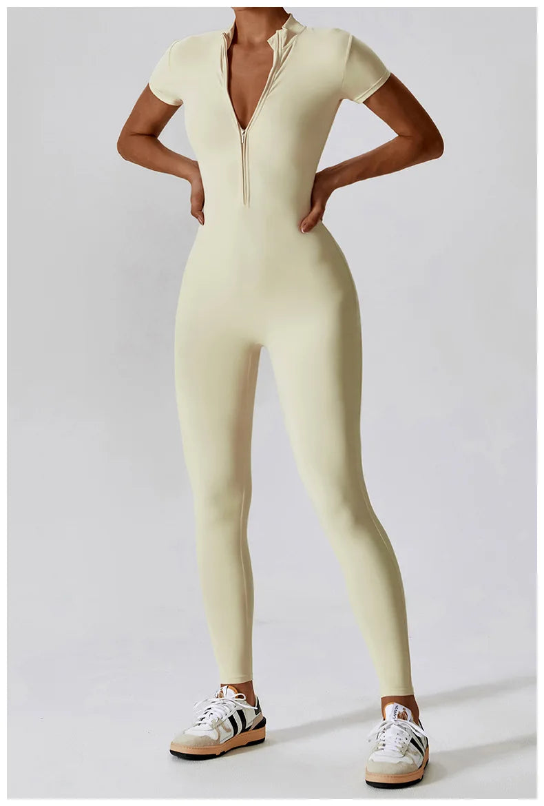 Women Jumpsuit Zipper Yoga Suit