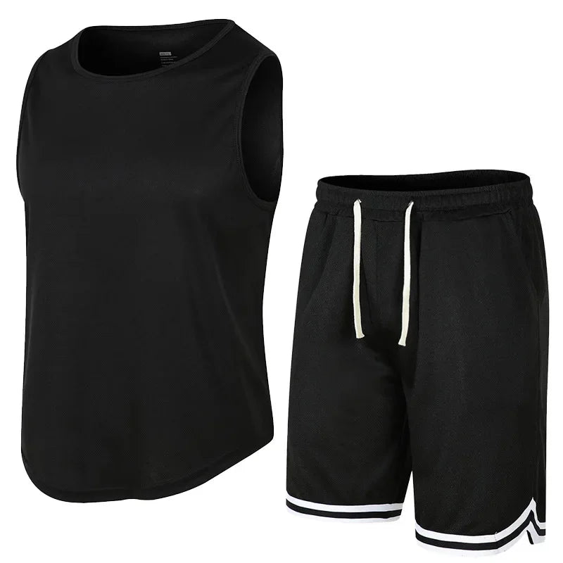 Men Sportswear Set Mesh Tank Shorts