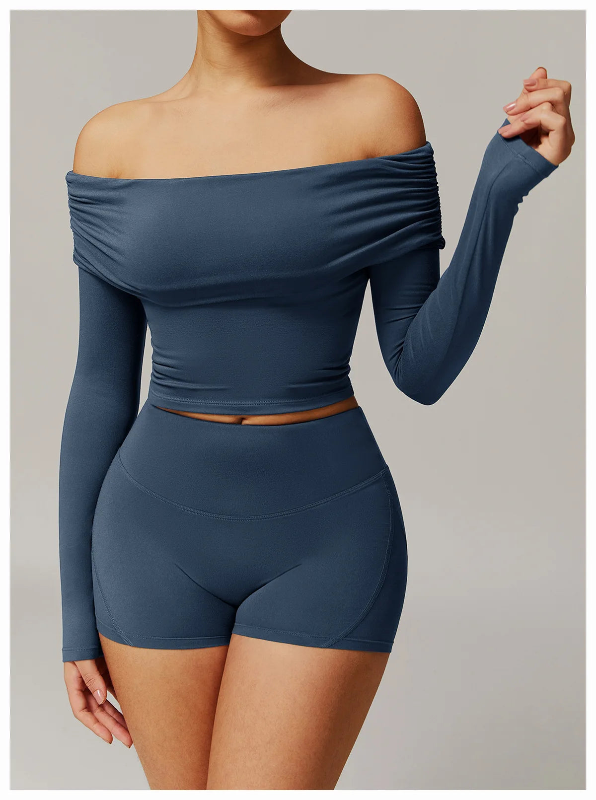 Women Yoga Set Long Sleeve Bell Pants