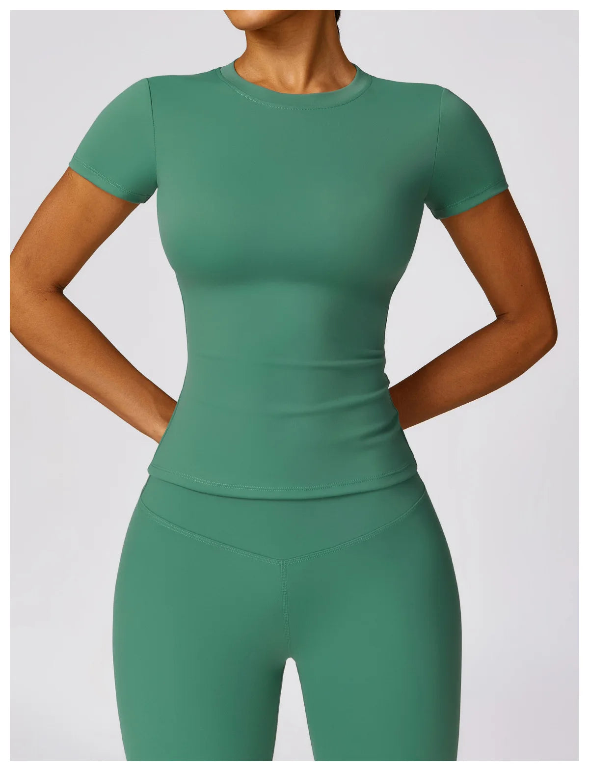 Women Yoga Set Pink Short Sleeve