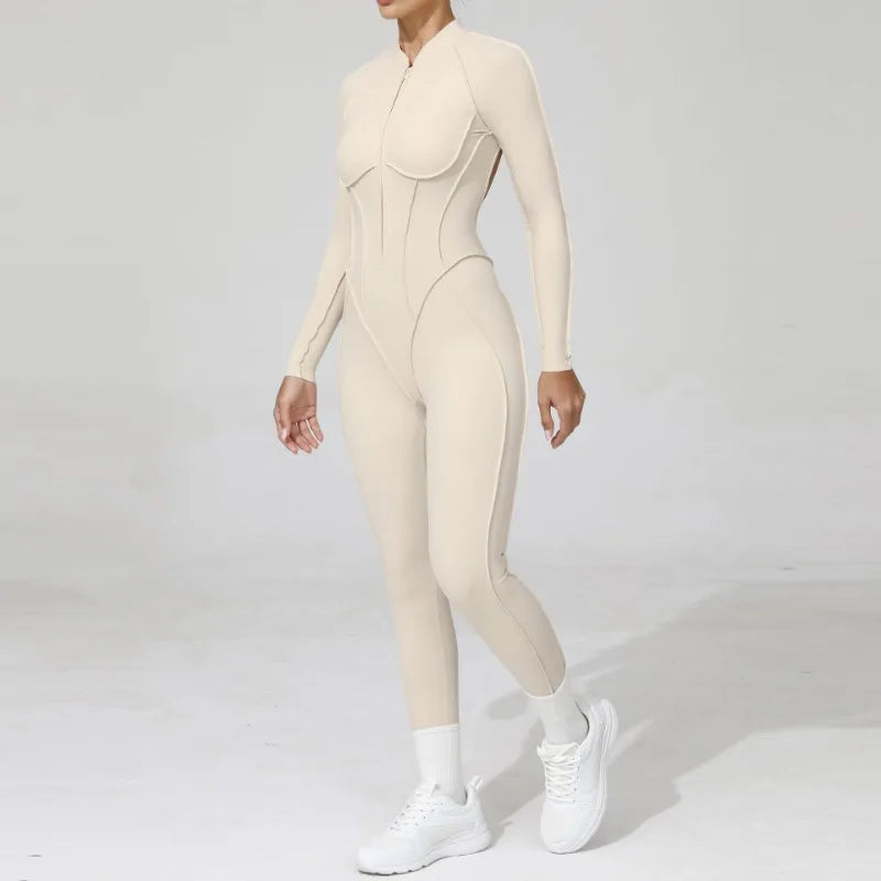 Women Jumpsuit Peach Hip Zipper