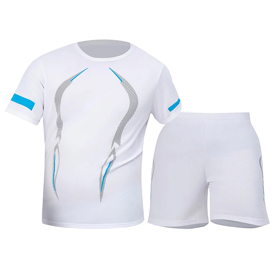 Men Sports Set Mesh Shirt Shorts