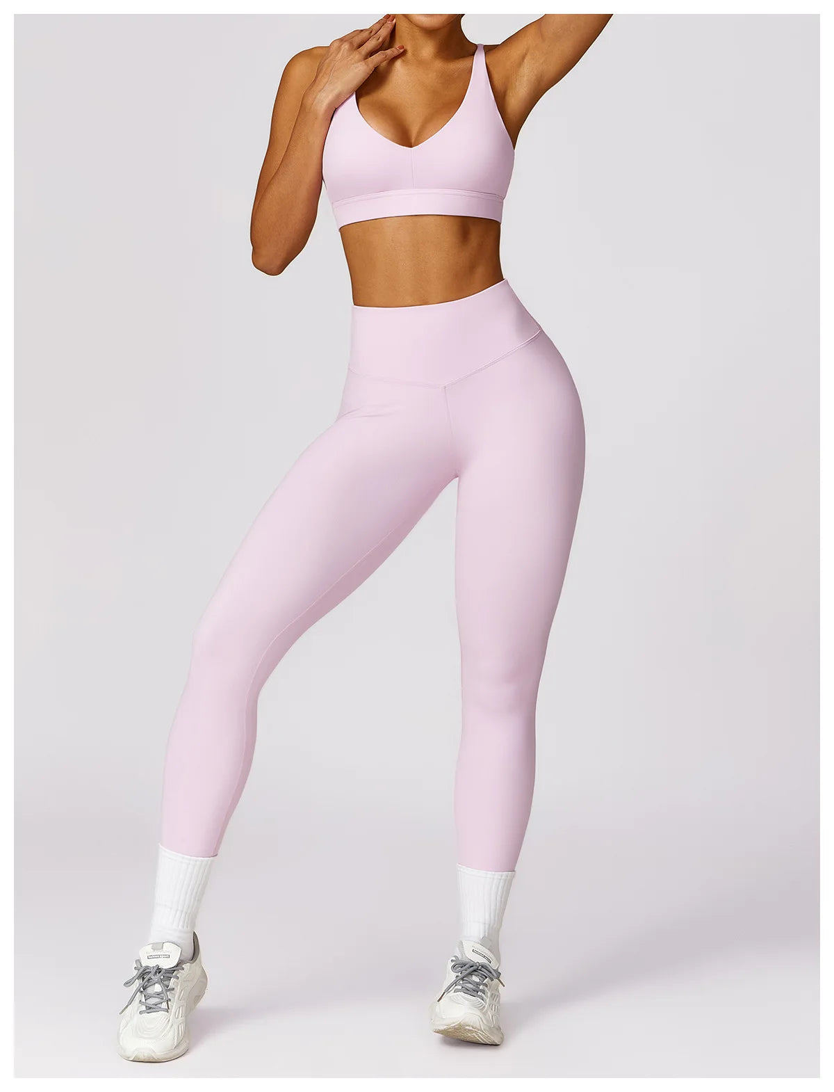 Women Yoga Set Pink Short Sleeve