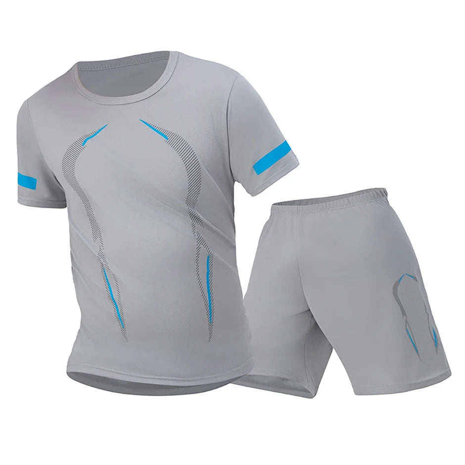 Men Sports Set Mesh Shirt Shorts