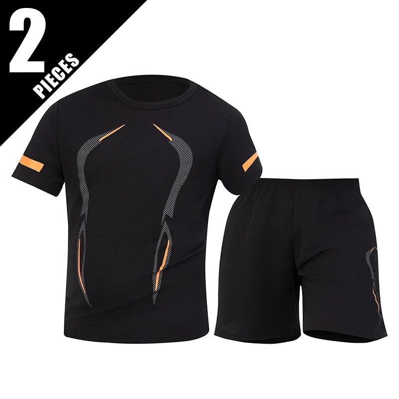 Men Sports Set Mesh Shirt Shorts
