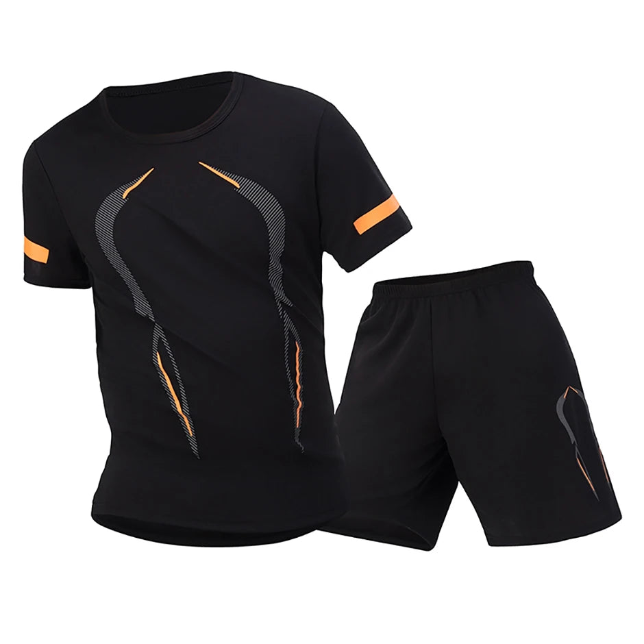 Men Sports Set Mesh Shirt Shorts