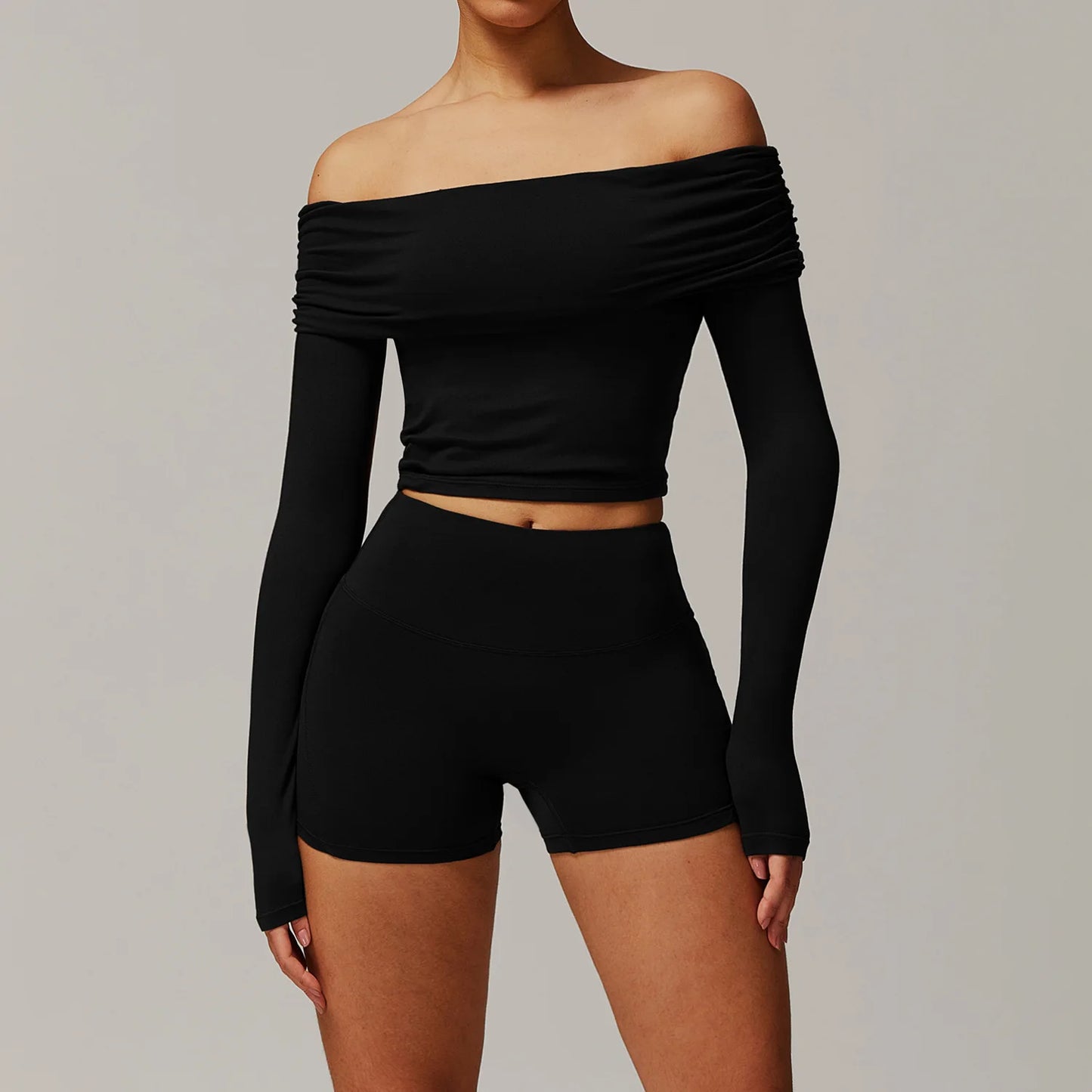 Women Yoga Set Long Sleeve Bell Pants