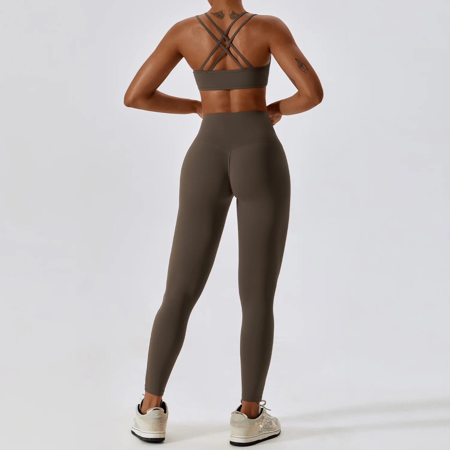 Women Yoga Set Nude Bra Leggings