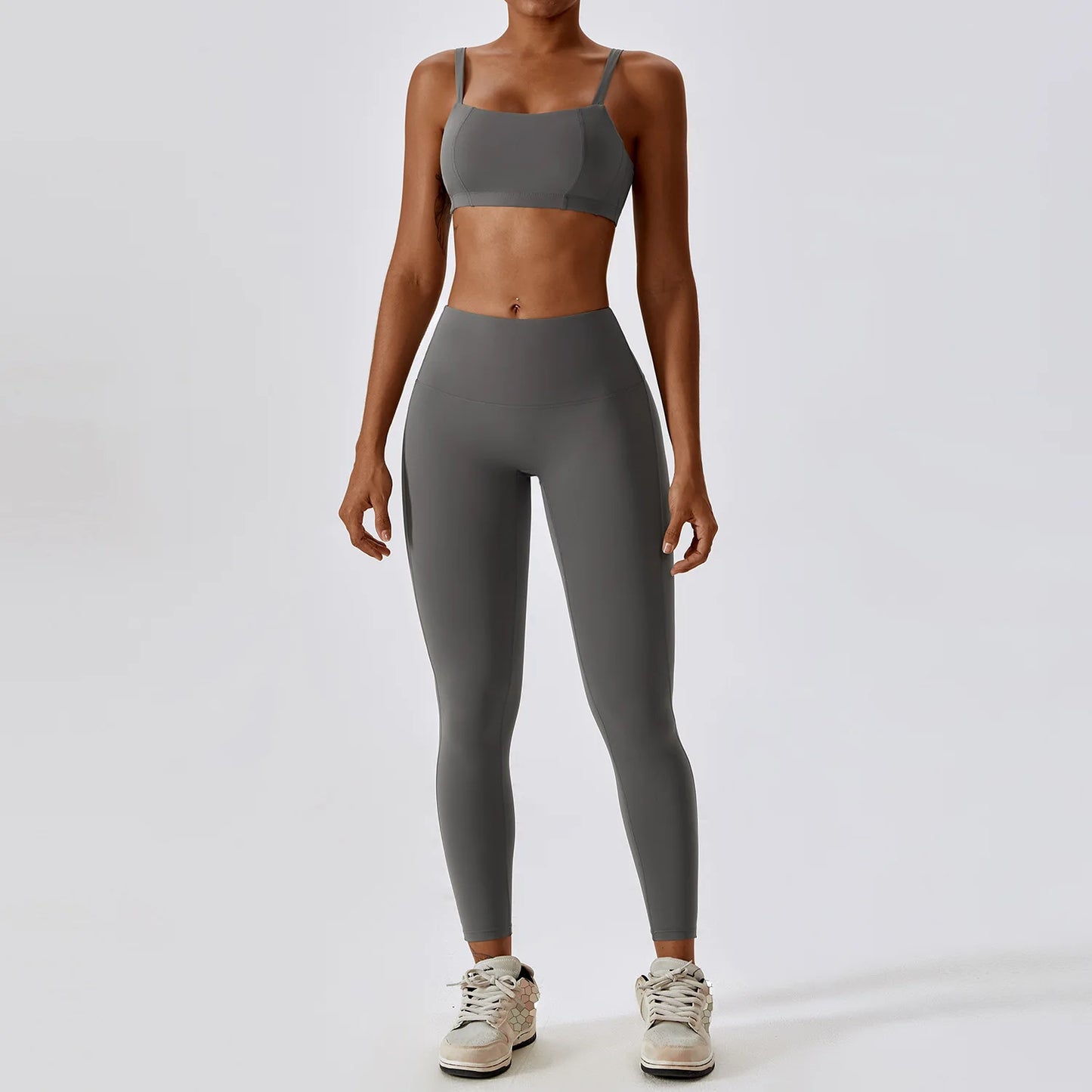 Women Yoga Set Nude Bra Leggings