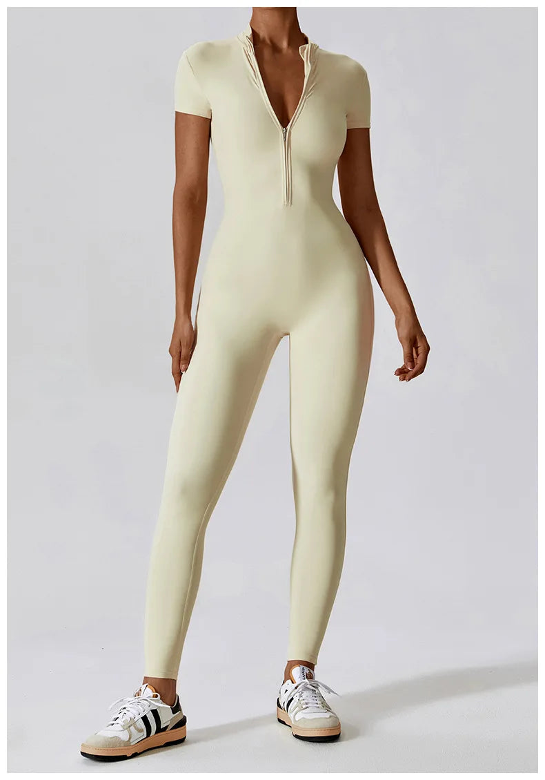 Women Jumpsuit Zipper Yoga Suit