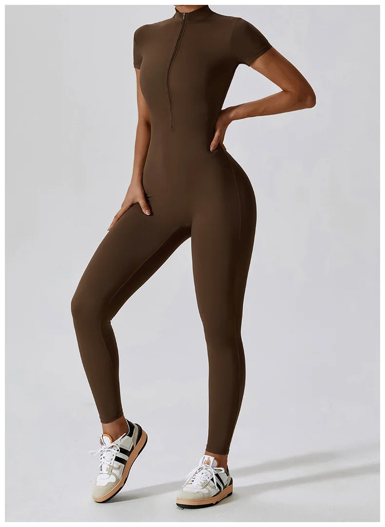 Women Jumpsuit Zipper Yoga Suit