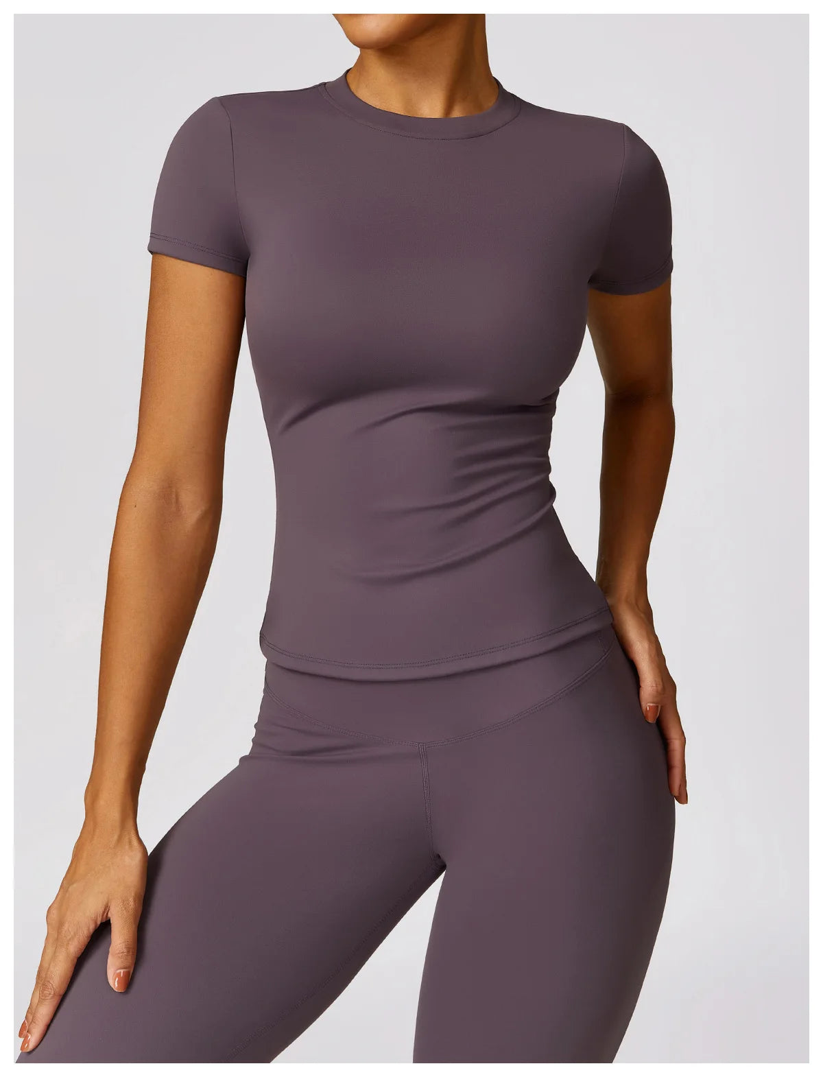 Women Yoga Set Pink Short Sleeve