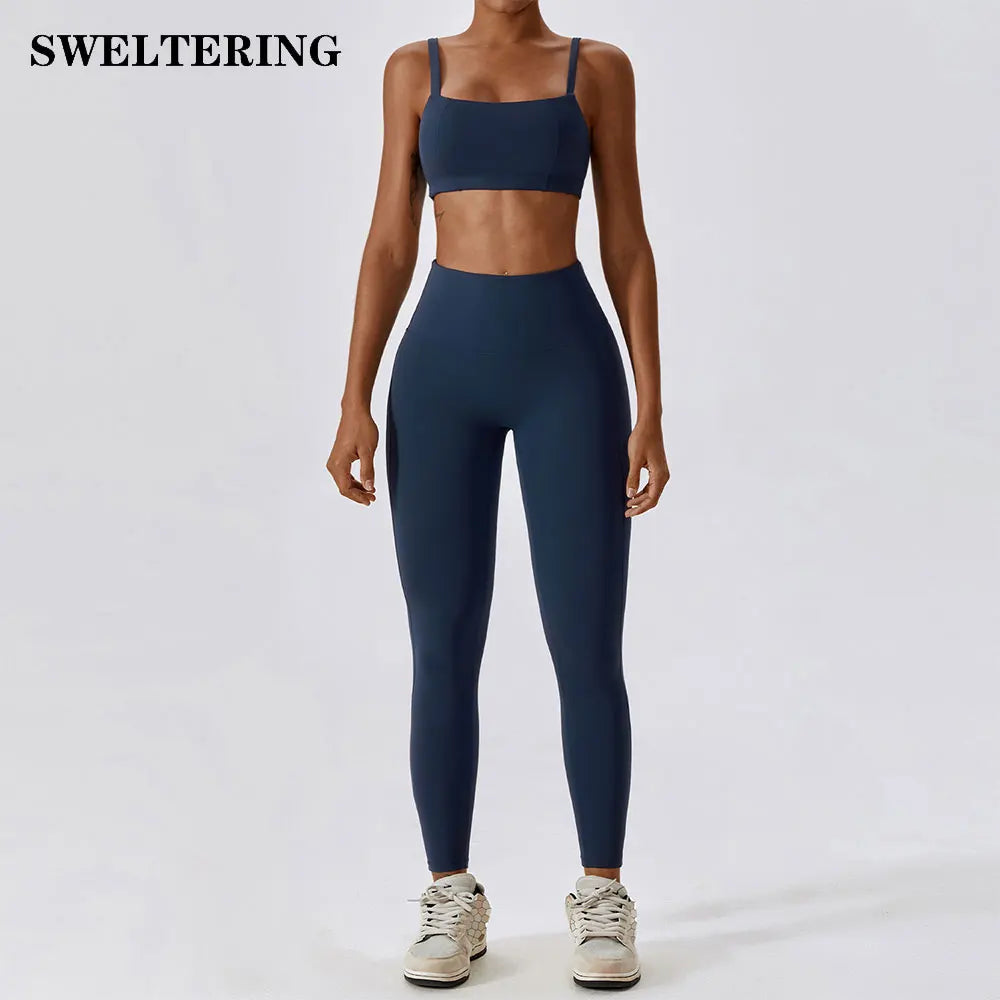 Women Yoga Set Nude Bra Leggings