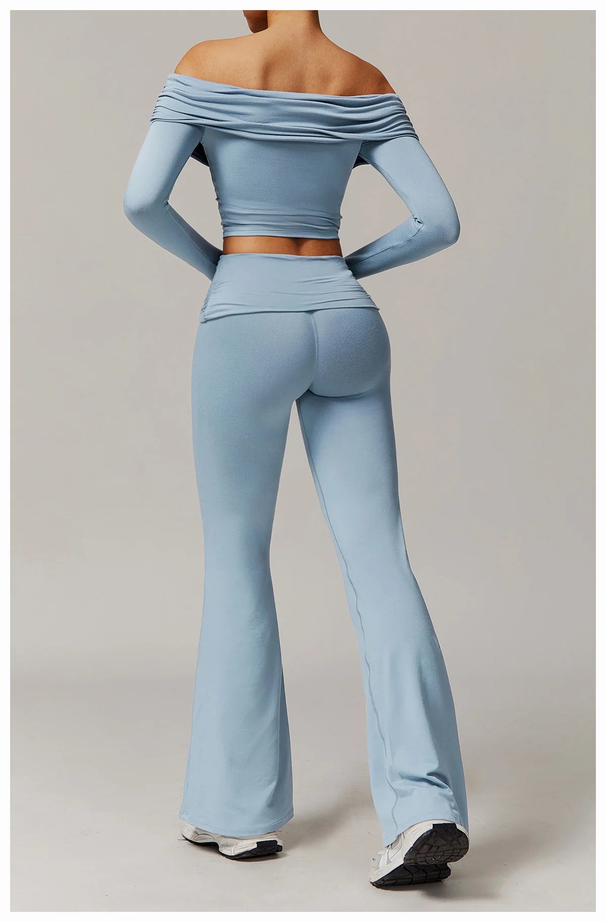 Women Yoga Set Long Sleeve Bell Pants