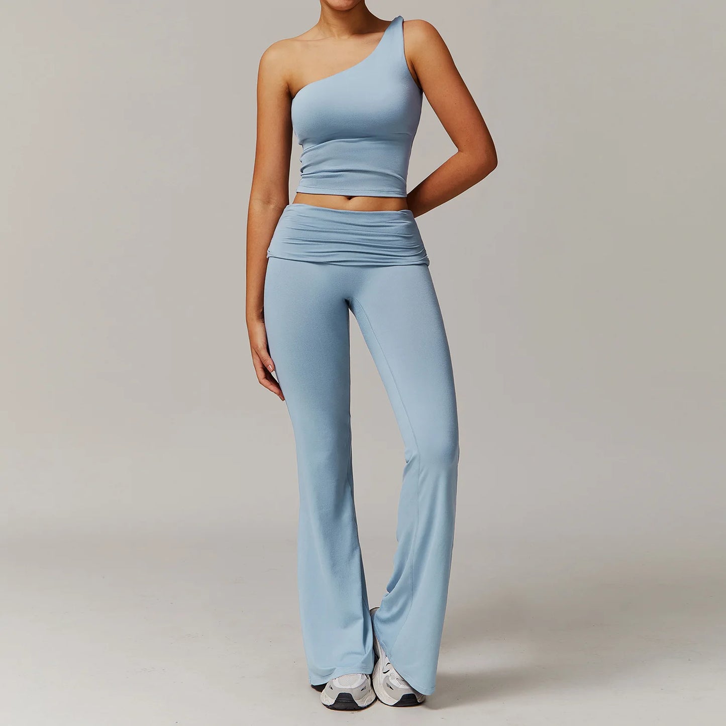 Women Yoga Set Long Sleeve Bell Pants