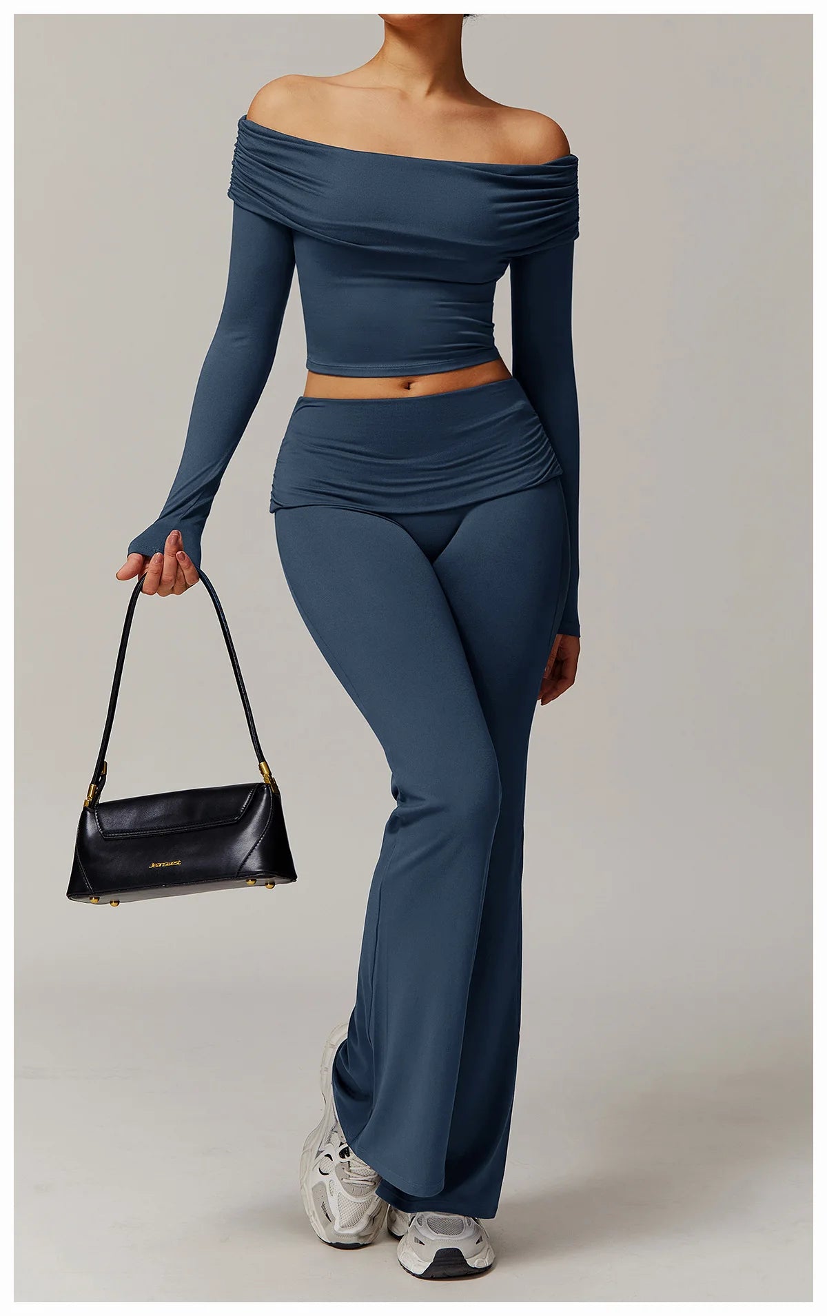 Women Yoga Set Long Sleeve Bell Pants