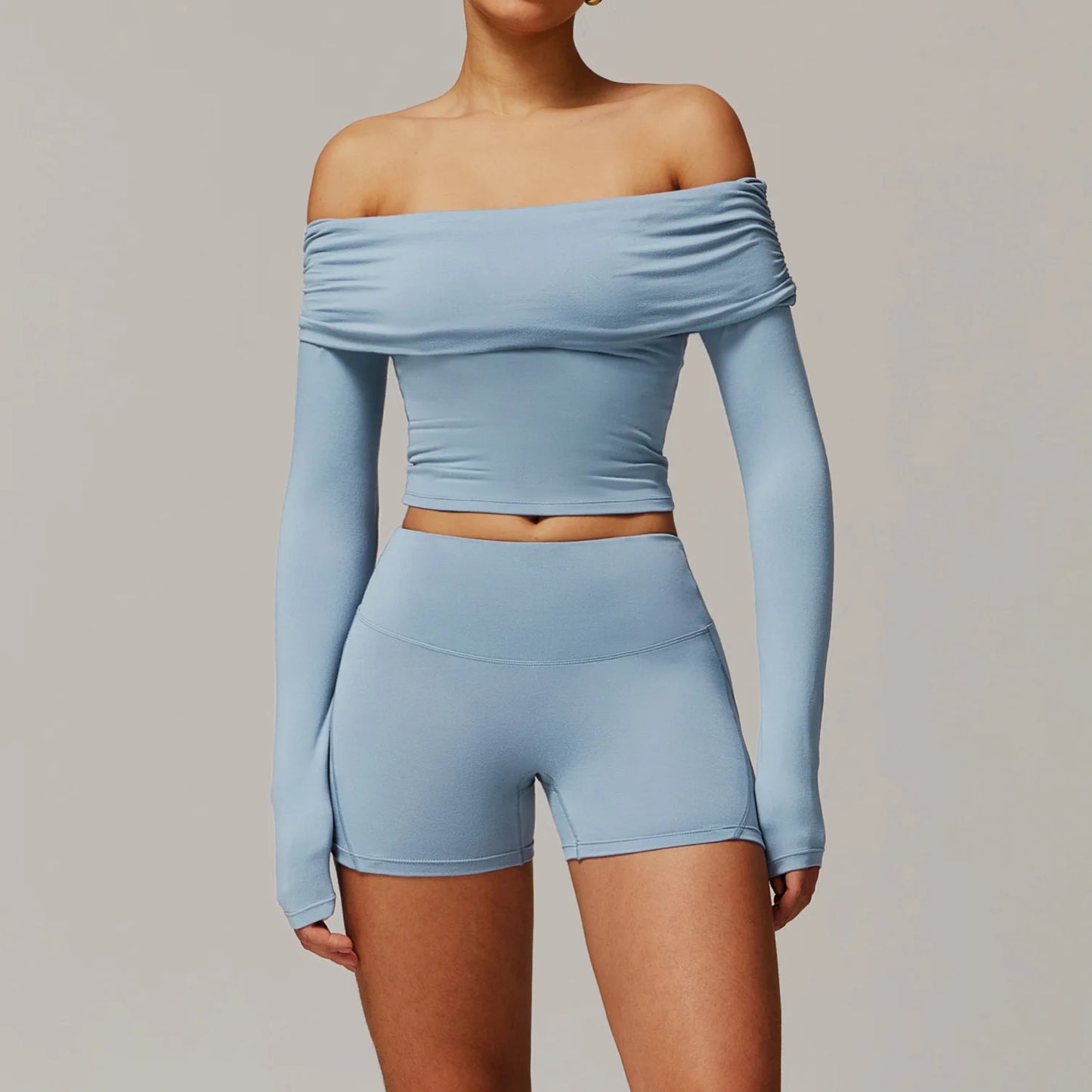 Women Yoga Set Long Sleeve Bell Pants